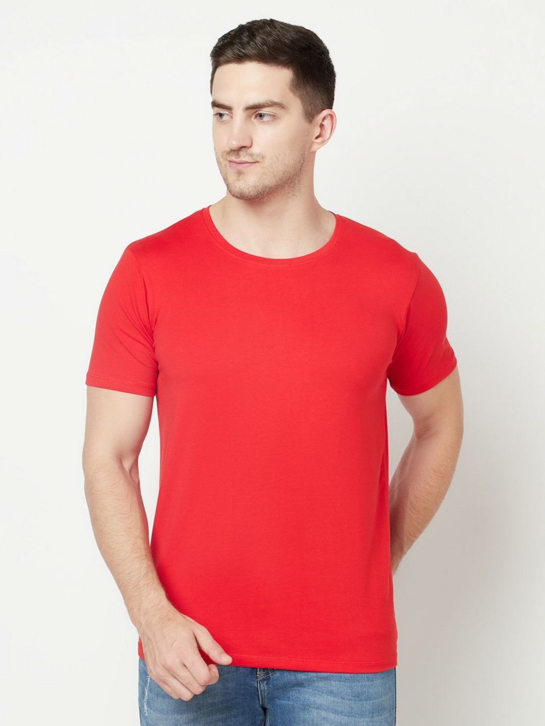 

Moda Rapido Men Fusion Solid Round Neck Cotton T-shirt, Red