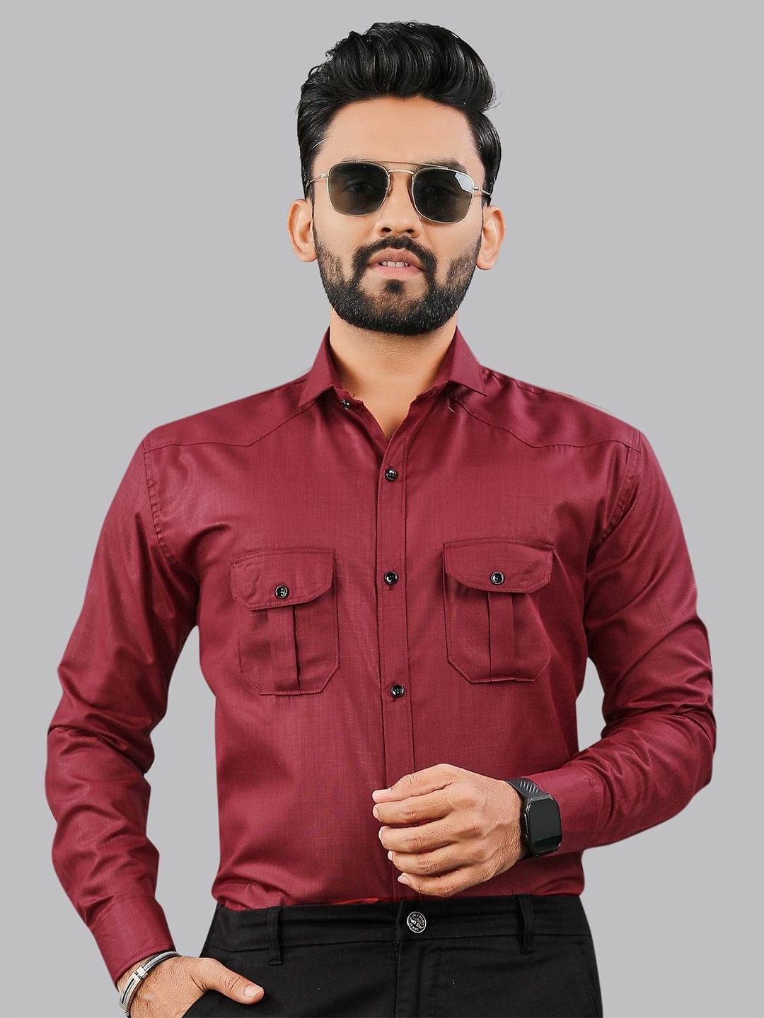 

KHUSHI CREATION Men Original Opaque Casual Shirt, Maroon