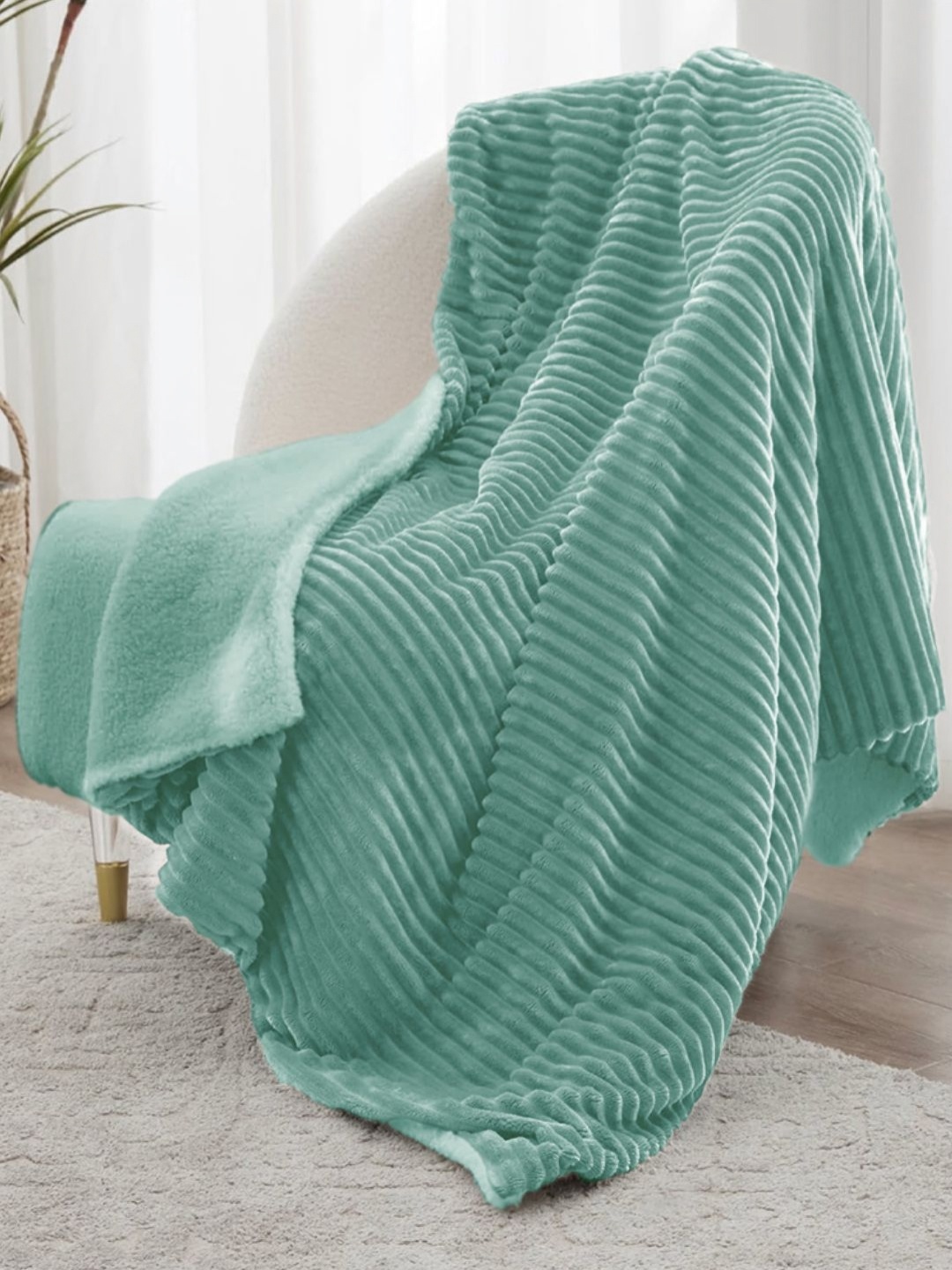 

VAS COLLECTIONS Sea Green Mild Winter 500 GSM Double Bed Blanket