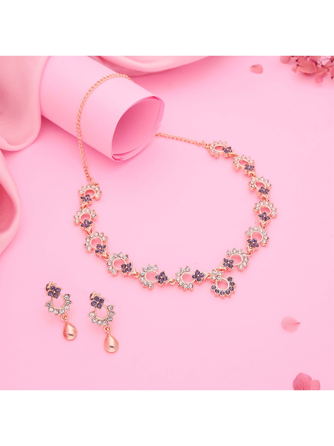 

Lyriss Gold-Plated Artificial Stones-Studded & Beaded Jewellery Set
