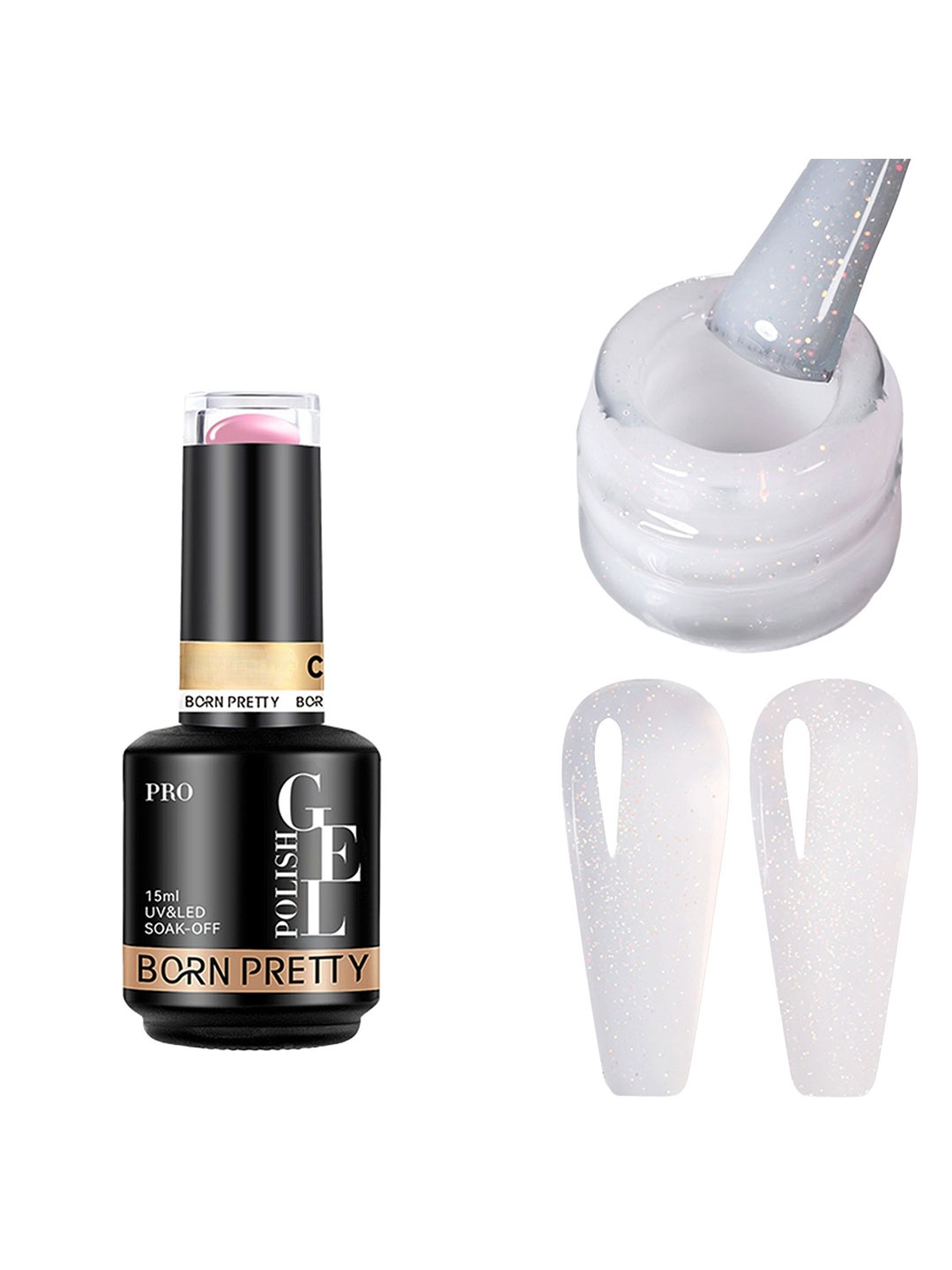 

BORN PRETTY UV & LED Soak Off Long Lasting Gel Nail Polish - 15 ml - C146, White