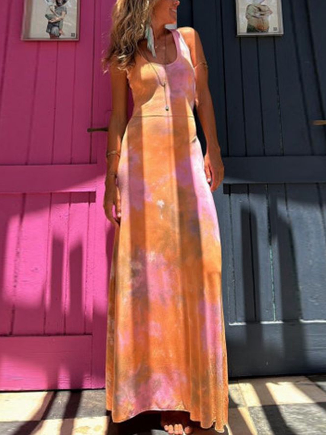 

StyleCast x Revolte Tie and Dye Maxi Dress, Orange