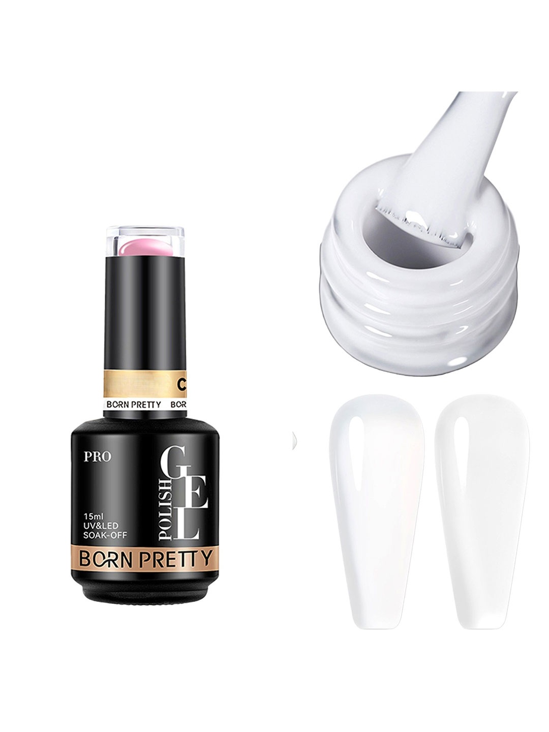 

BORN PRETTY UV & LED Soak Off Long Lasting Gel Nail Polish - 15 ml - C003, White