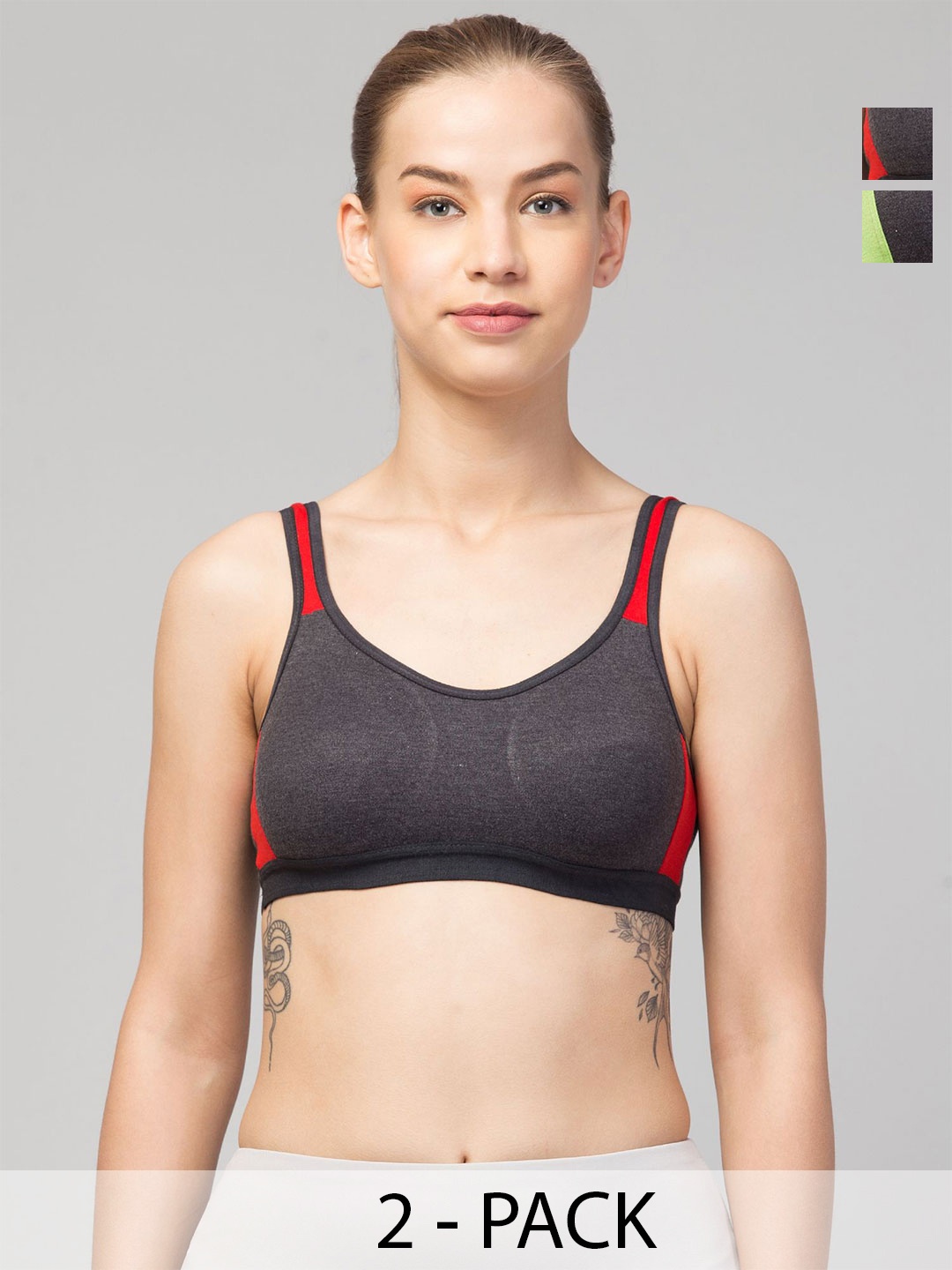 

CKARFE Women Pack of 2 Cotton Full Coverage Bra, Green