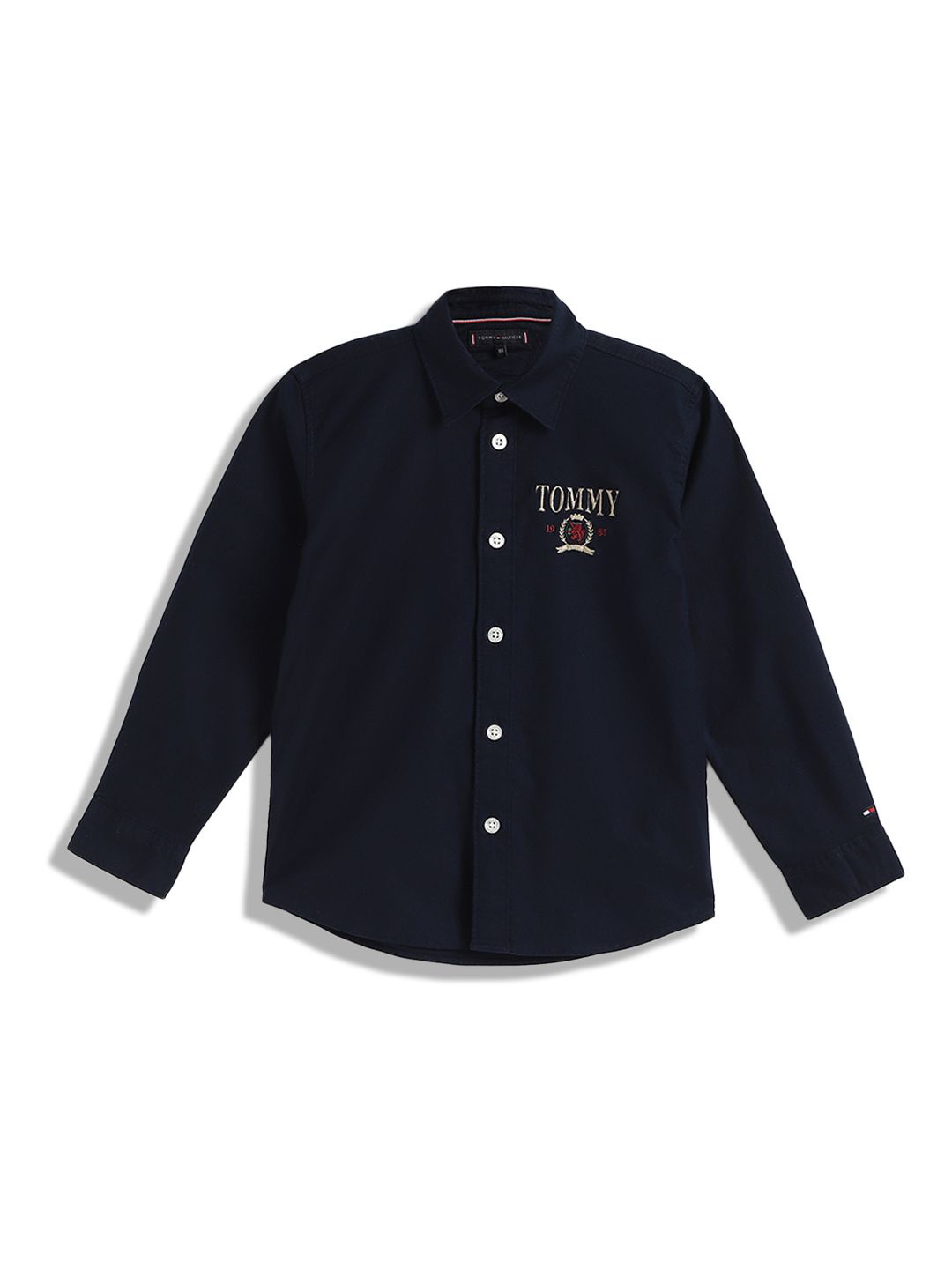 

Tommy Hilfiger Boys Spread Collar Solid Cotton Casual Shirt, Navy blue