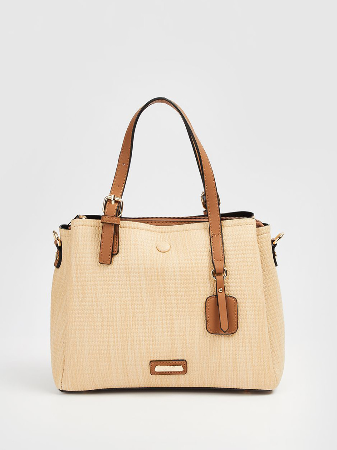 

CODE by Lifestyle Women Textured Structured Handheld Bag, Beige