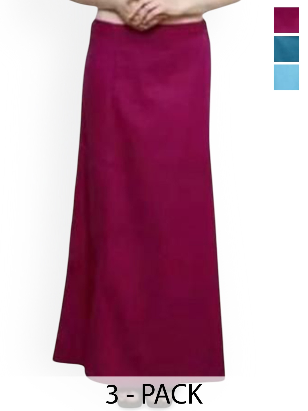 

PR PINK ROYAL Pack Of 3 Pure Cotton Saree Shapewear, Blue