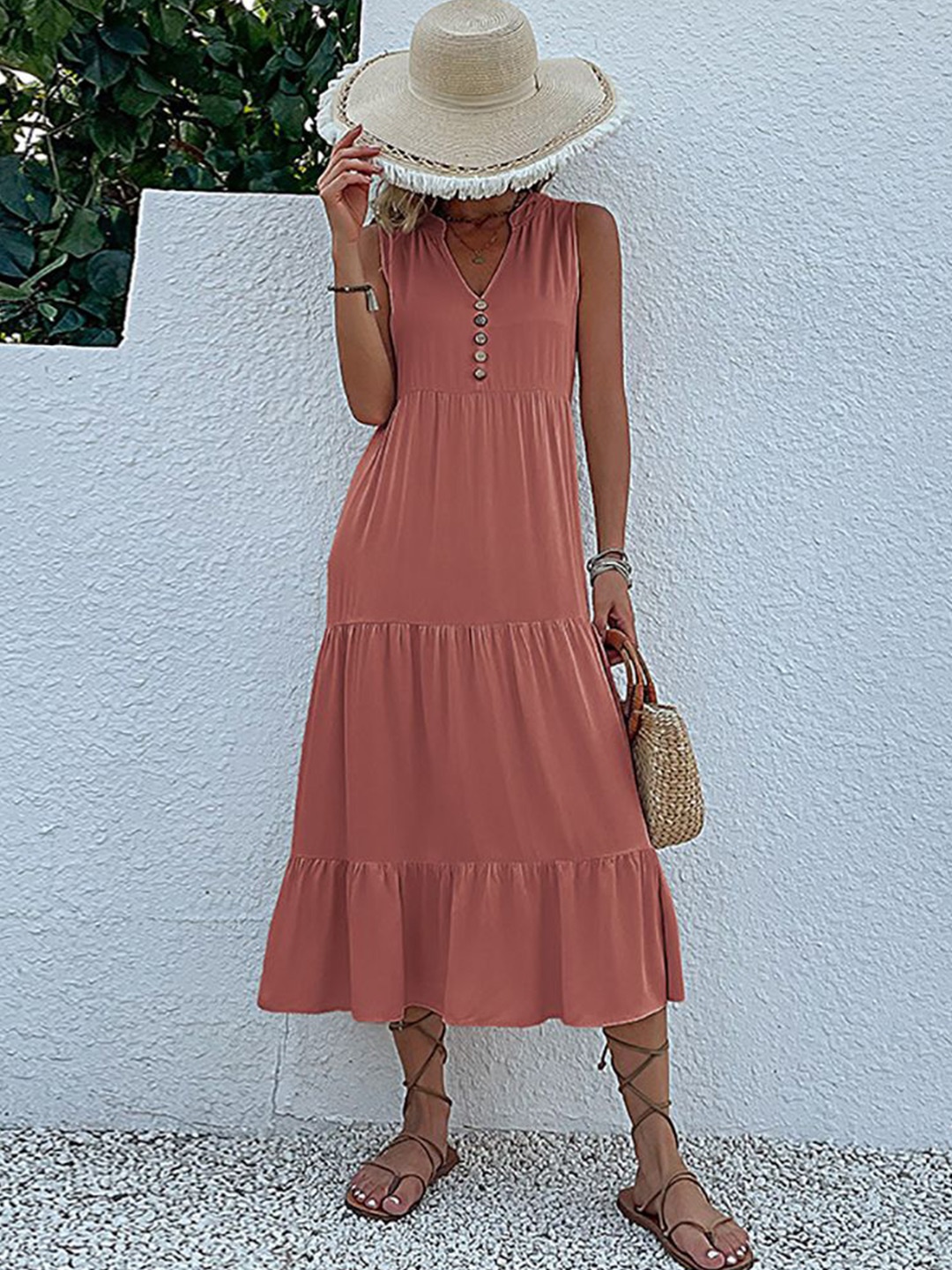 

StyleCast x Revolte Women Layered A-Line Midi Dress, Peach
