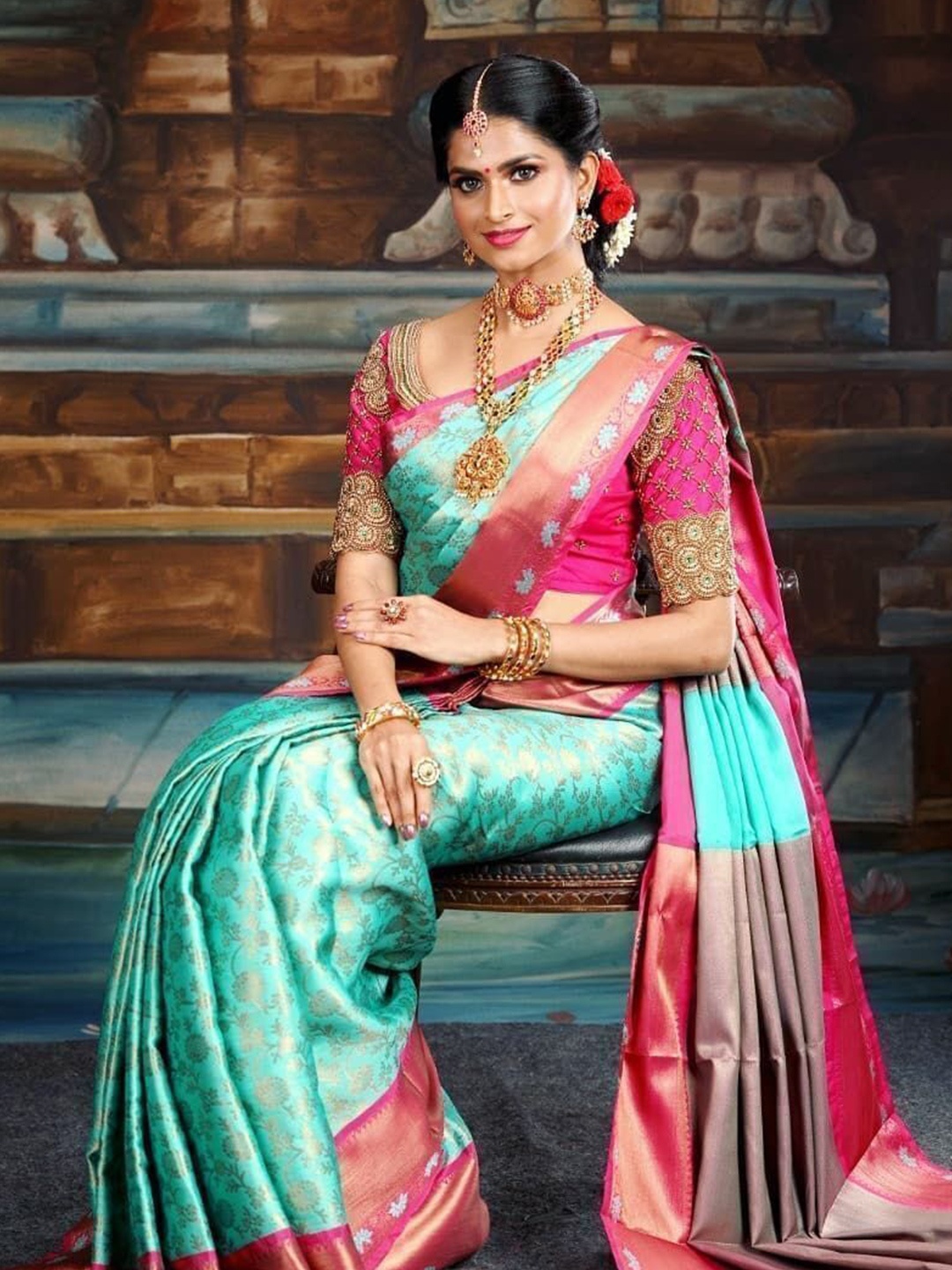 

bansari textiles Woven Design Zari Pure Silk Tussar Saree, Blue