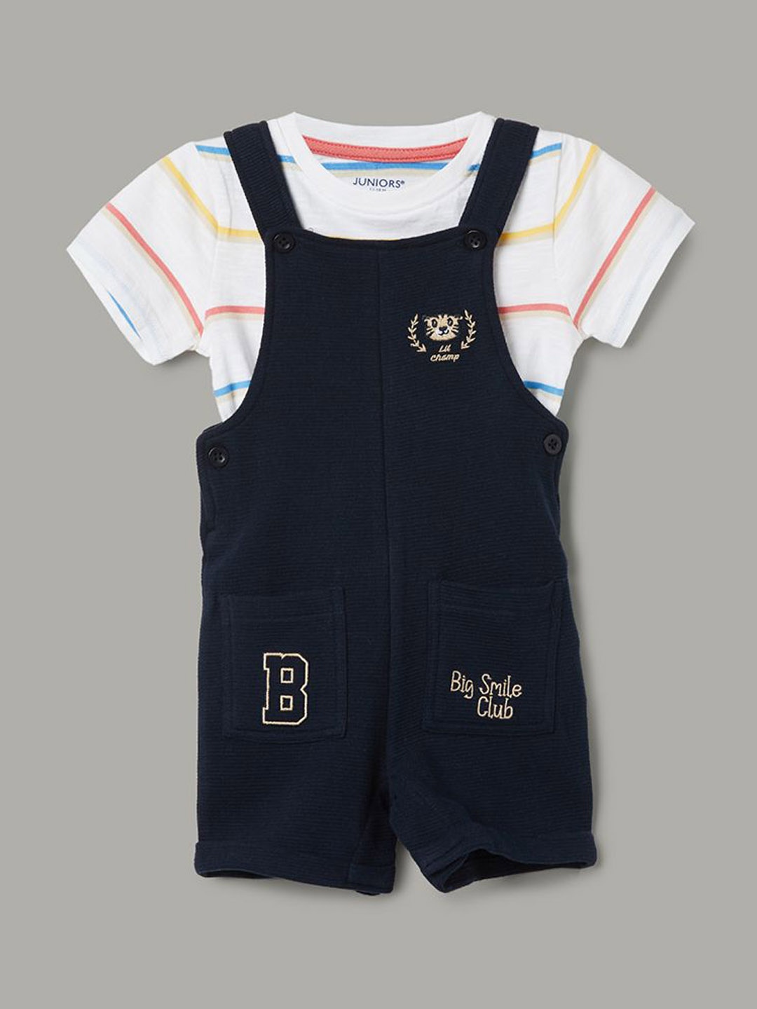 

Juniors by Lifestyle Boys Printed Pure Cotton Dungaree, Blue
