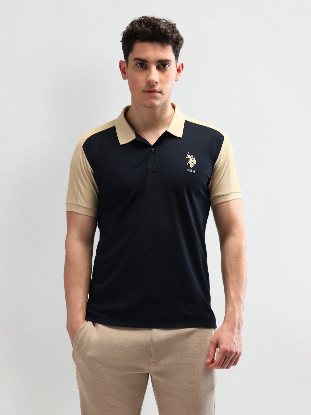 

U.S. Polo Assn. Men Solid Polo Collar Slim Fit T-shirt, Blue