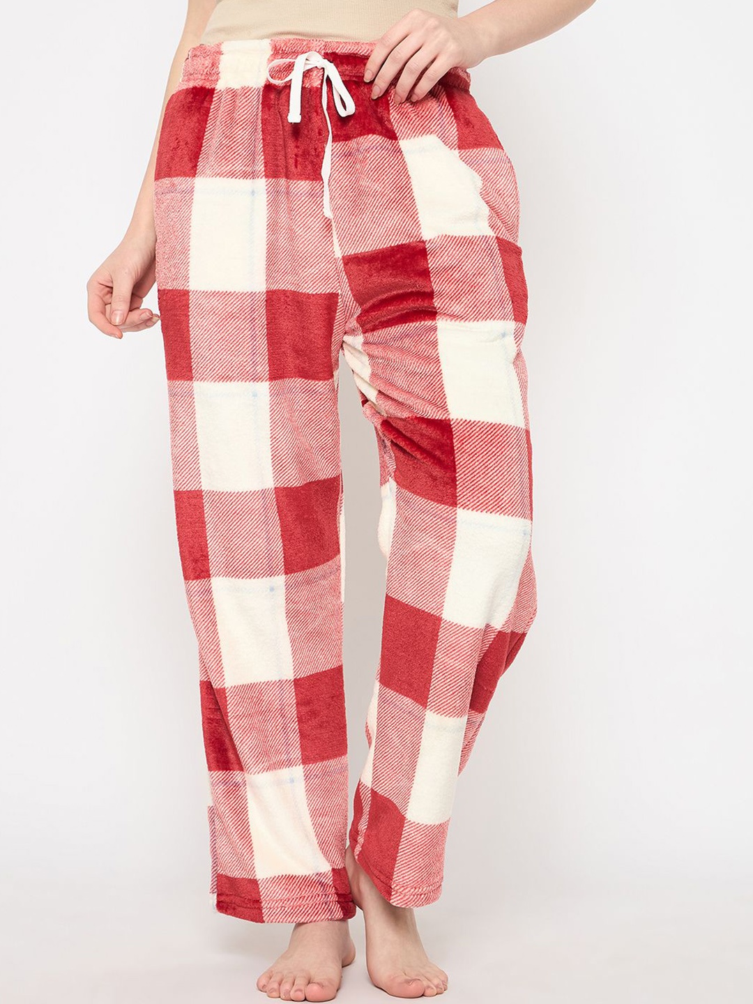 

Camey Checked Straight-Leg Lounge Pants, Red