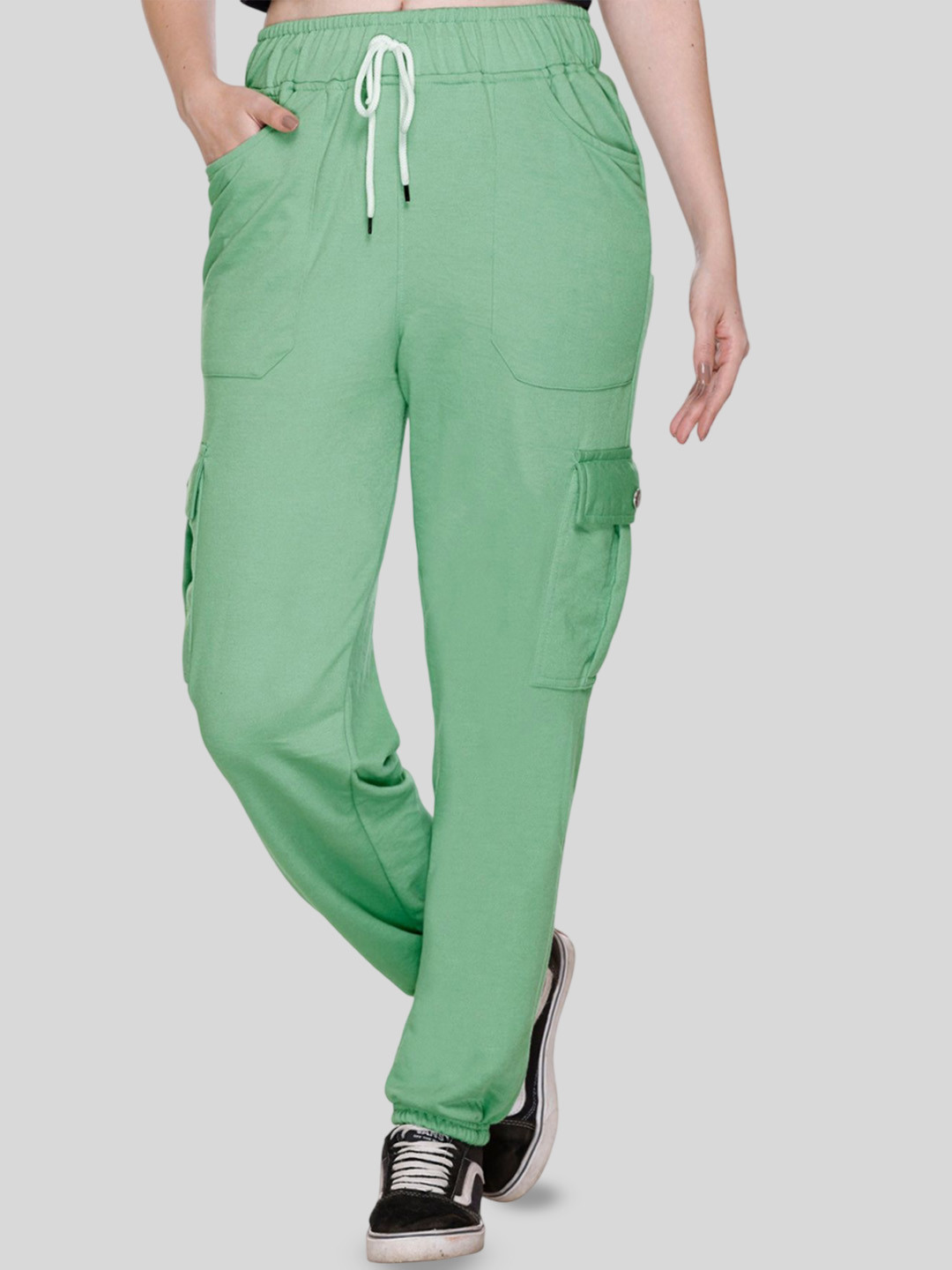 

White Moon Women Mid Rise Track Pants, Green
