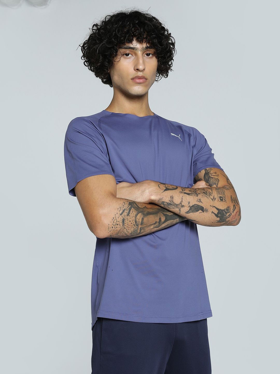 

Puma Men Cloudspun dryCELL Round Neck Short Sleeve Running T-Shirt, Blue