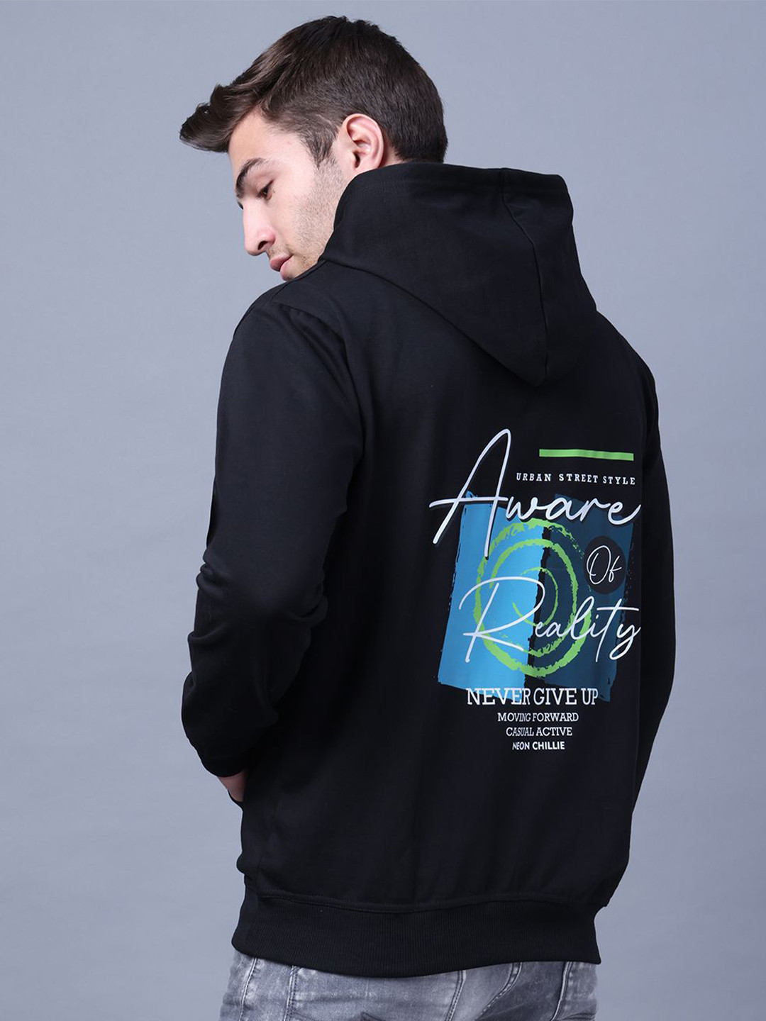

NEON CHILLIE Men Hooded Sweatshirt, Black