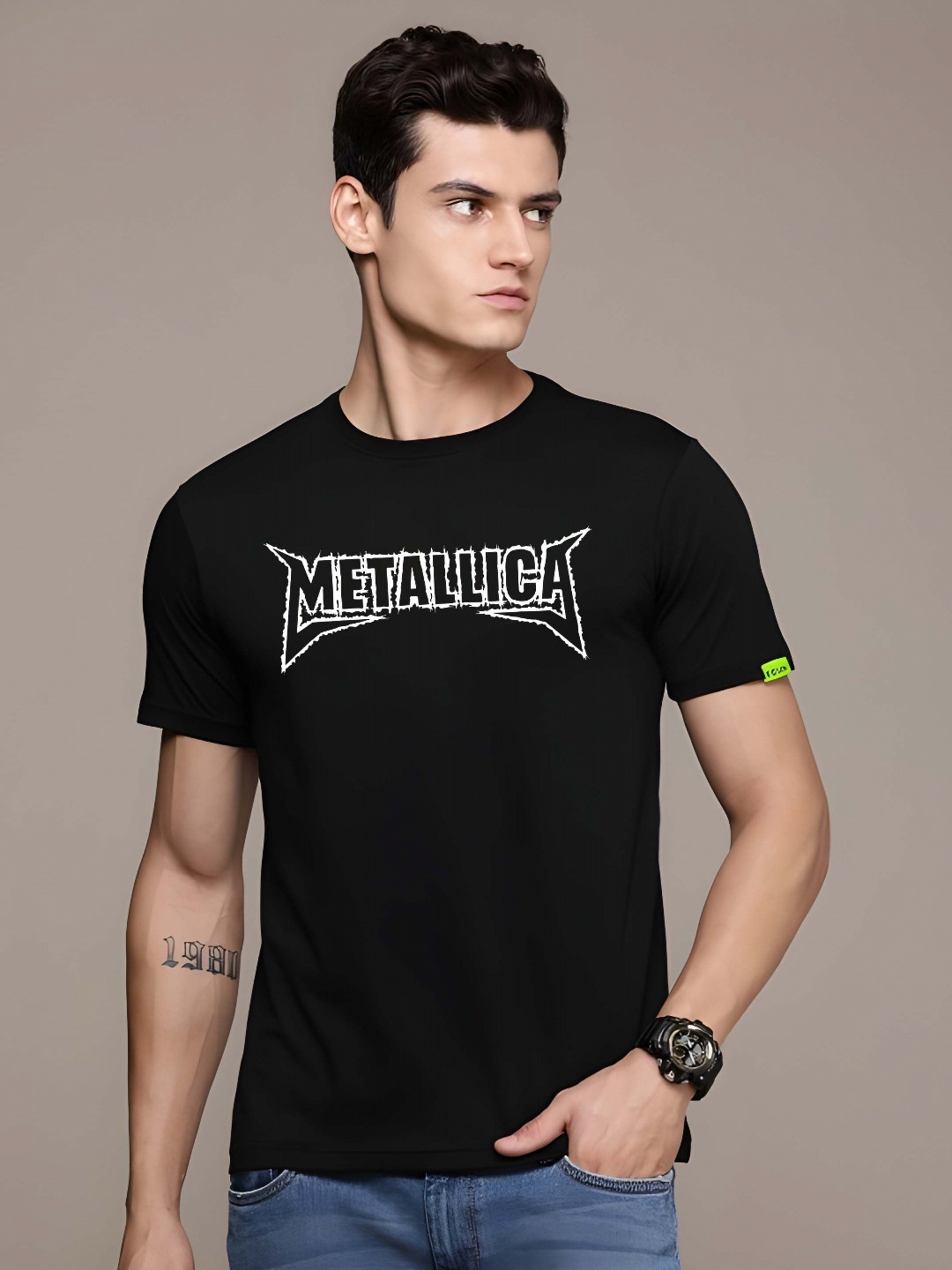 

Moda Rapido Men Pure Cotton T-shirt, Black