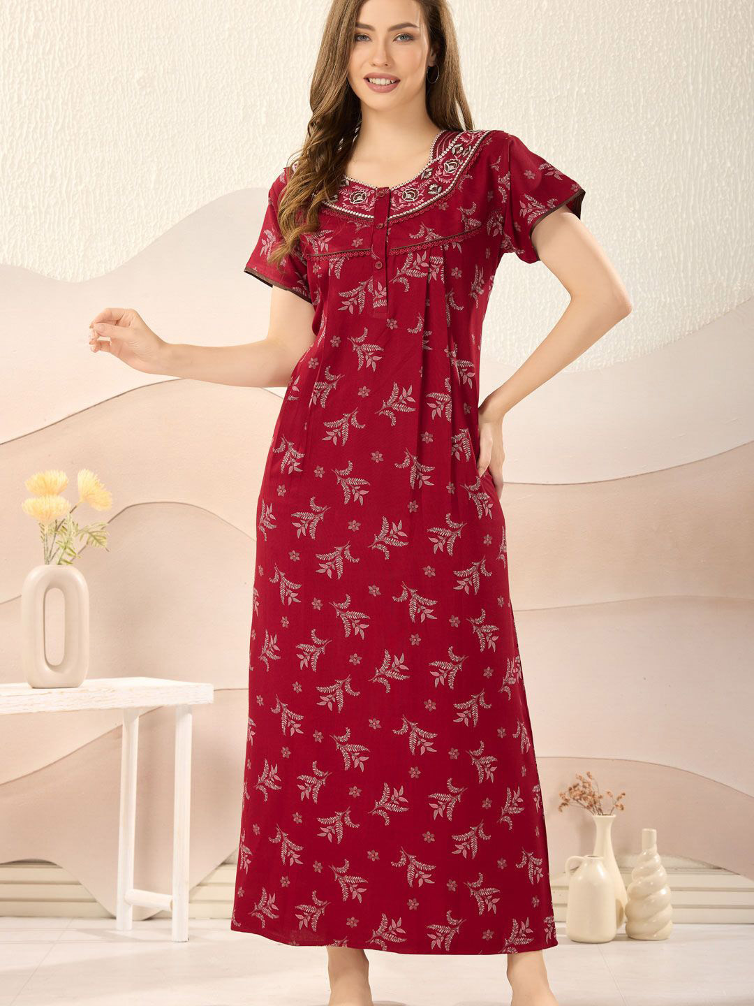 

Soulemo Printed Maxi Nightdress, Red
