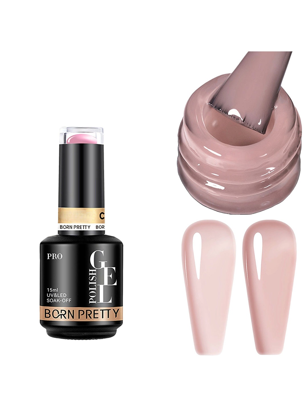 

BORN PRETTY UV & LED Soak Off Long Lasting Gel Nail Polish - 15 ml - C154, Nude