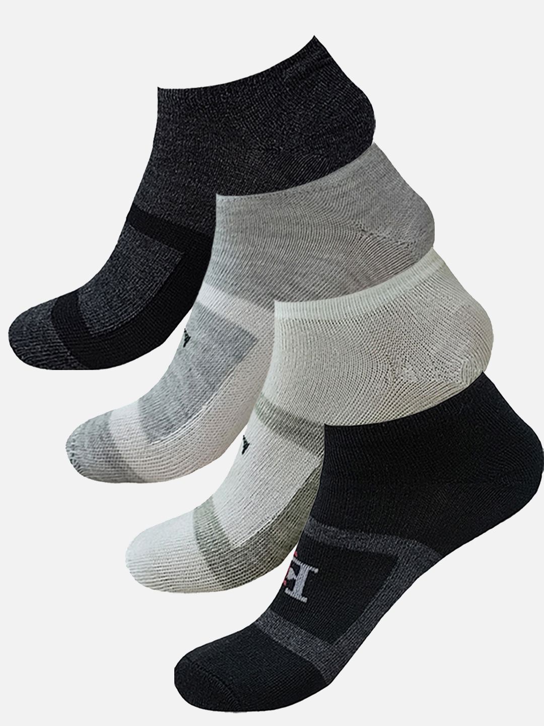 

StyFun Men Pack Of 4 Patterned Moisture-Wicking Ankle Length Socks, Black