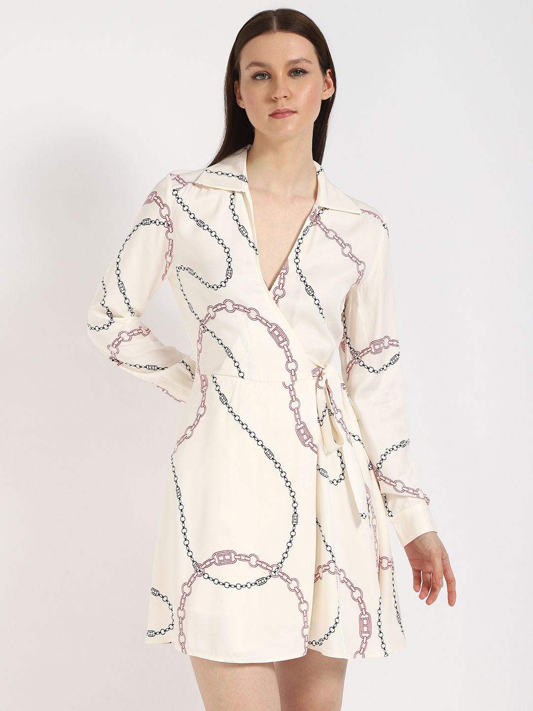 

Tommy Hilfiger Printed Wrap Dress, Beige