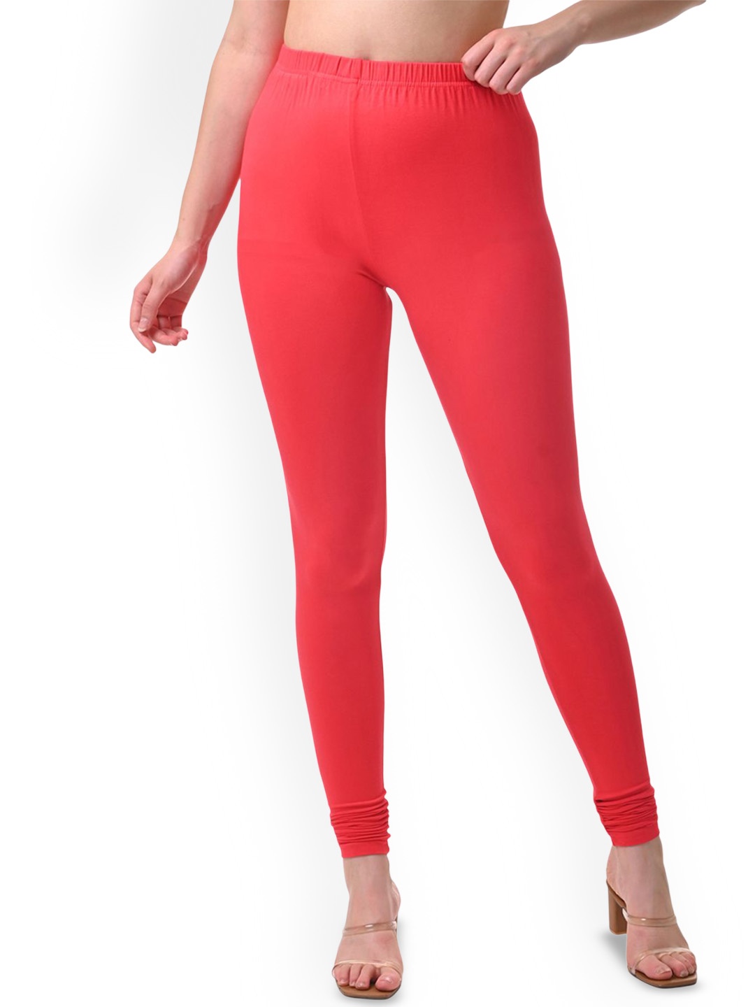 

Fly Birds Women Mid-Rise Churidar-Length Leggings, Coral