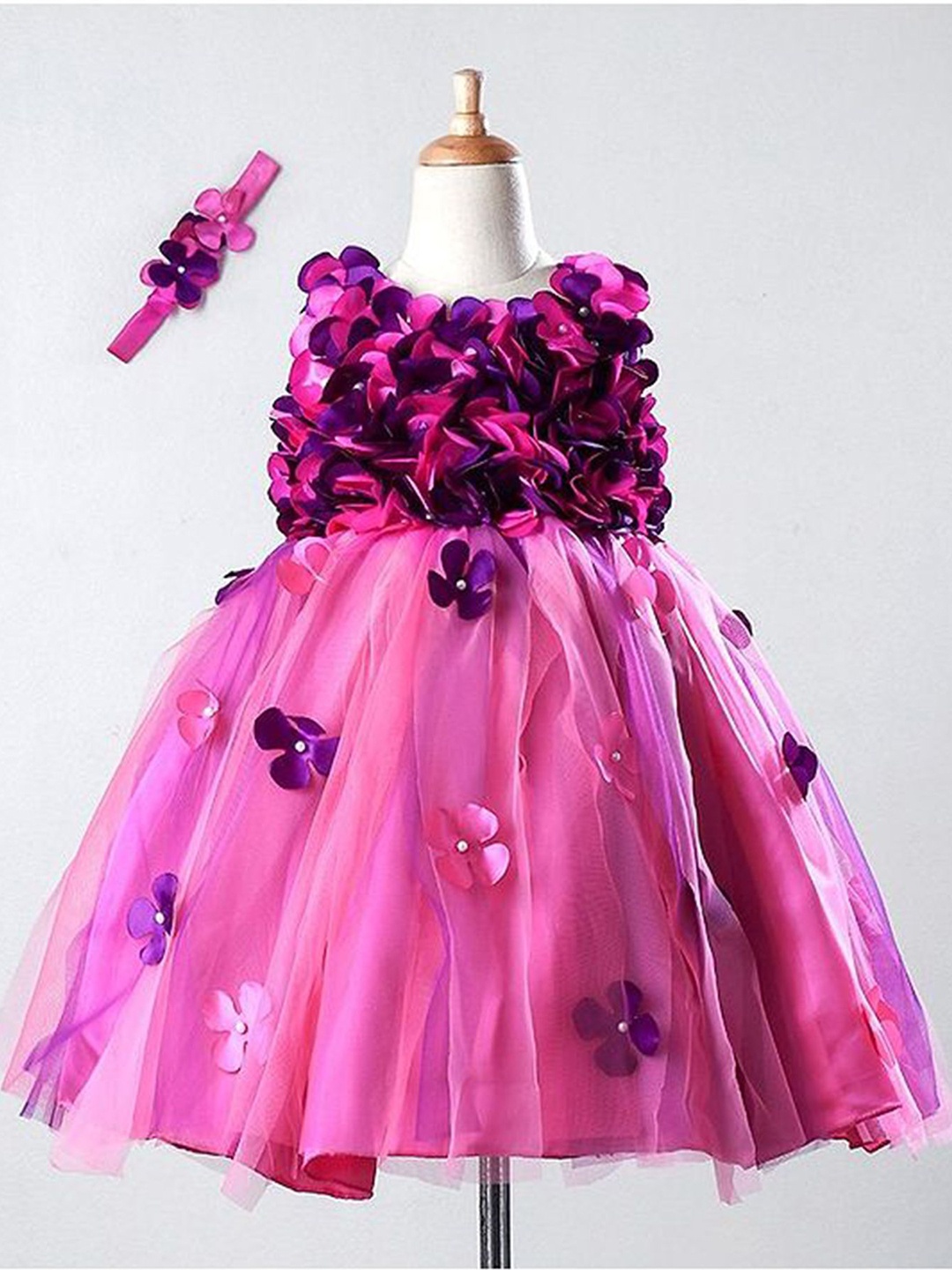 

Li & Li Boutique Girls Pink and Purple Flower Petal Frock, Rose