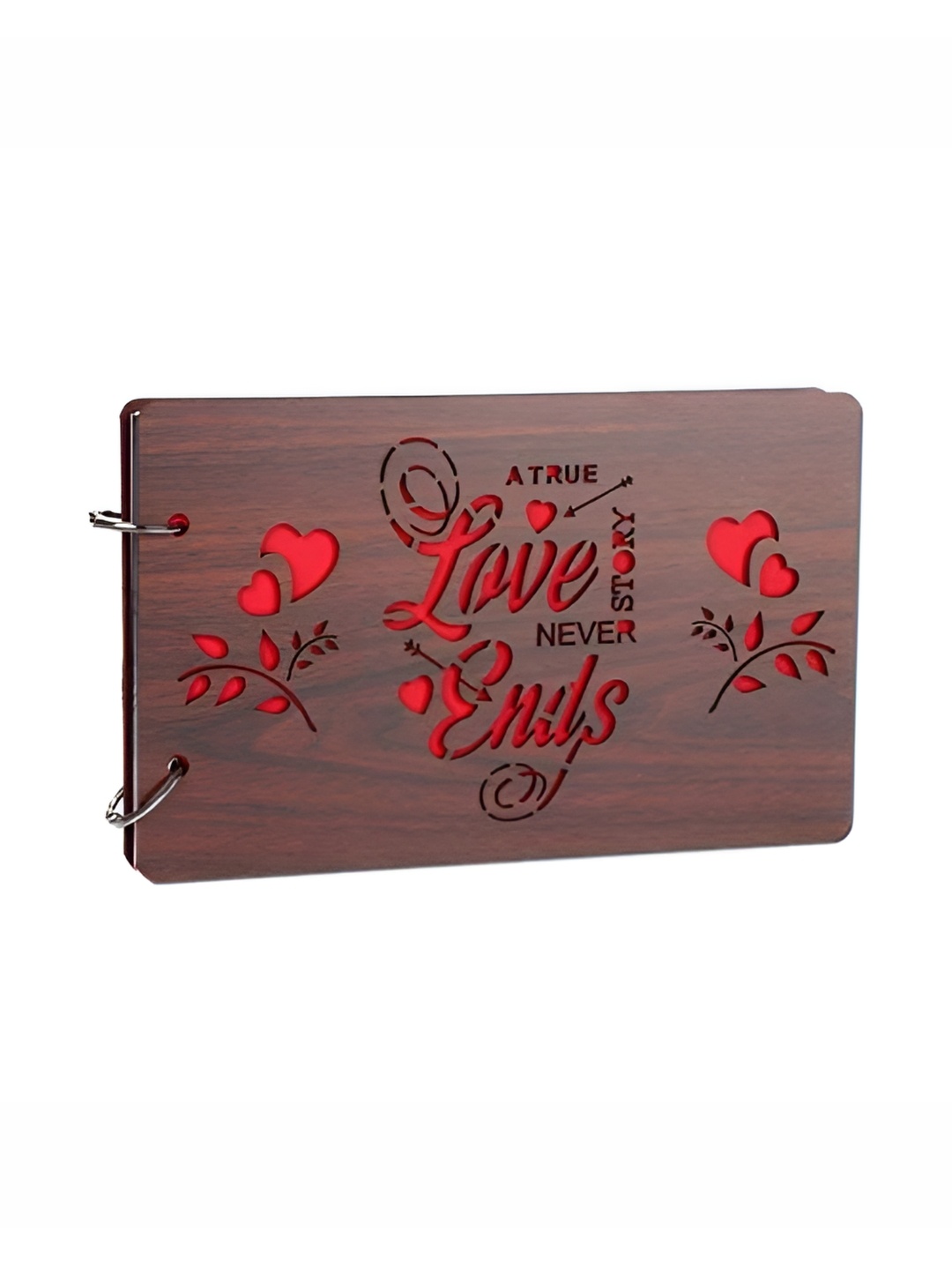 

SEHAZ ARTWORKS Brown & Red Love Story Printed Wooden Scrap Book Photo Album
