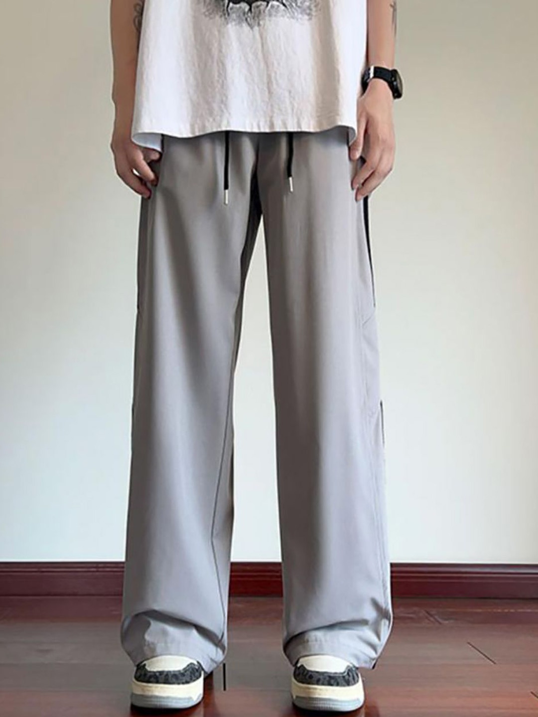 

StyleCast x Revolte Men Mid-Rise Pleated Culottes Trousers, Grey