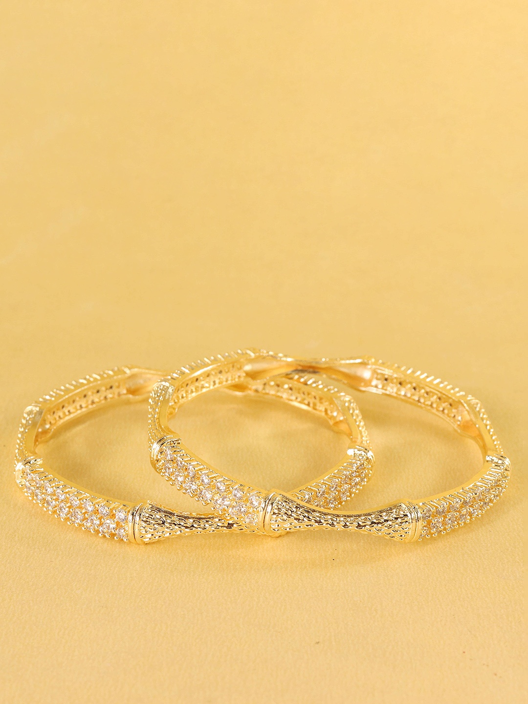 

ZULKA Set Of 2 American Diamond Studded Bangles, Gold