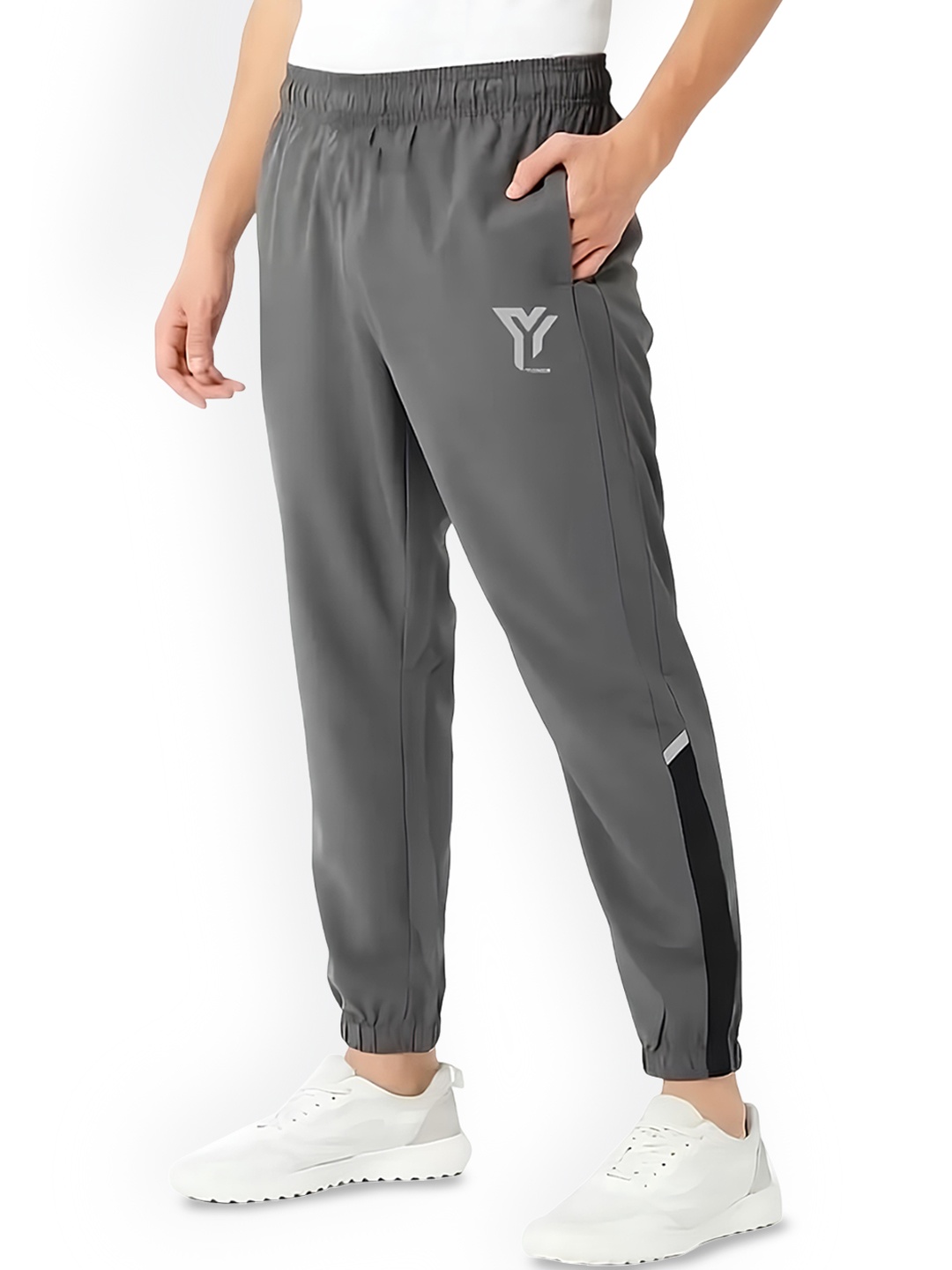 

YUNEK Men Mid Rise Joggers, Grey