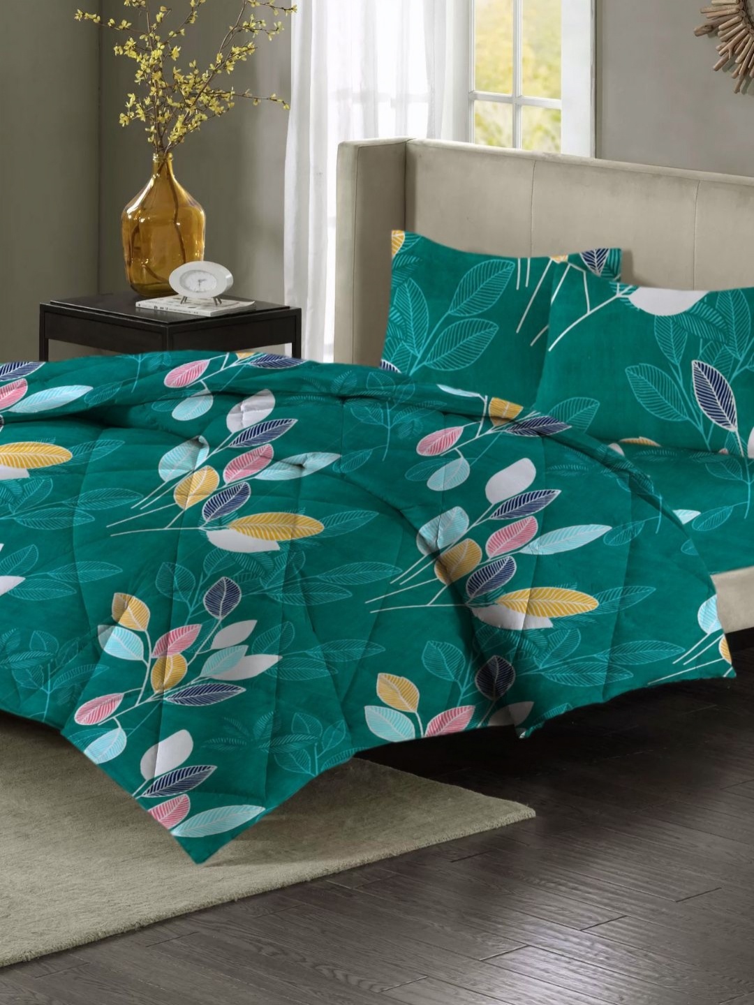 

VAS COLLECTIONS Green & Yellow Floral Heavy Winter 210 GSM Double Bed Comforter