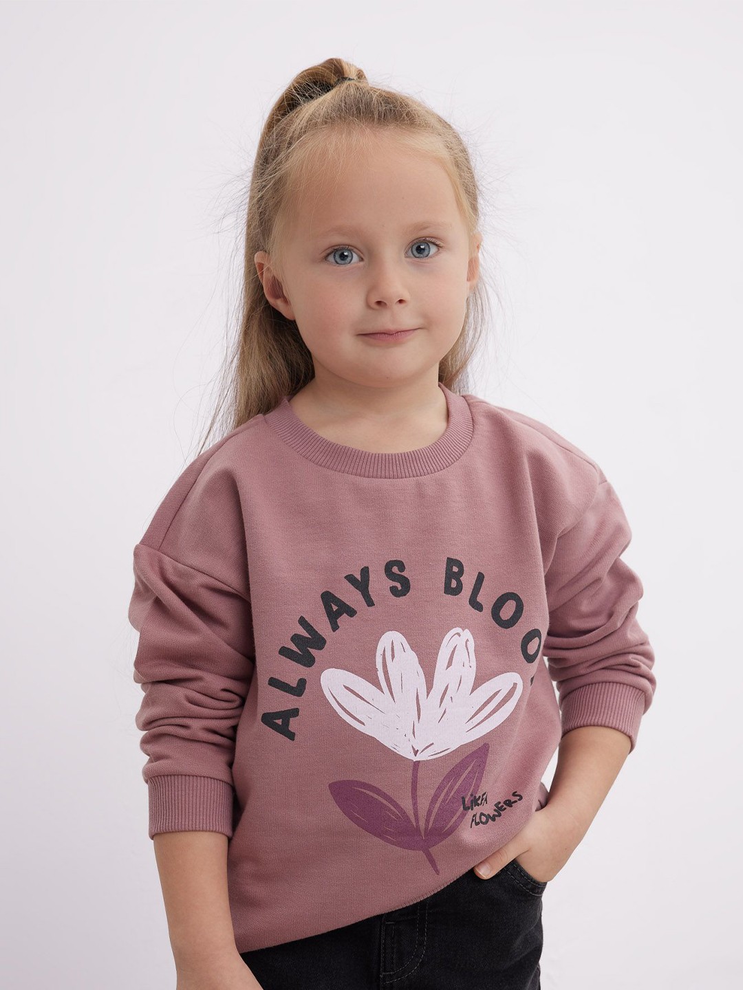 

DeFacto Girls Typography Printed Pullover Sweaters, Pink