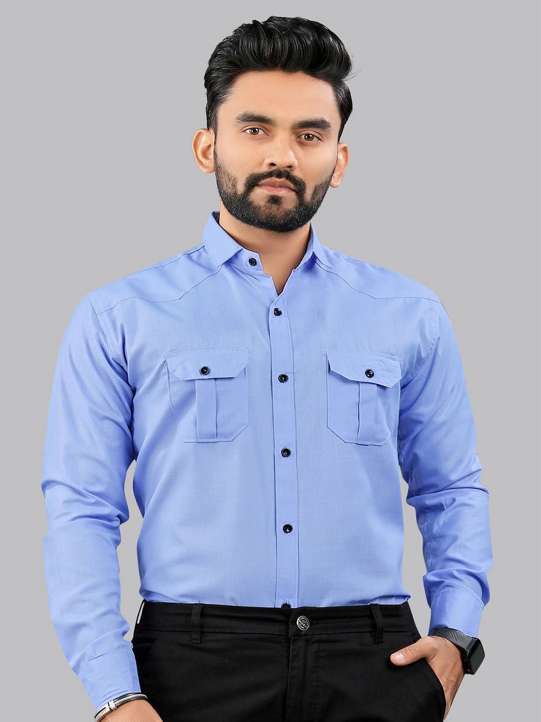 

KHUSHI CREATION Men Original Opaque Casual Shirt, Blue