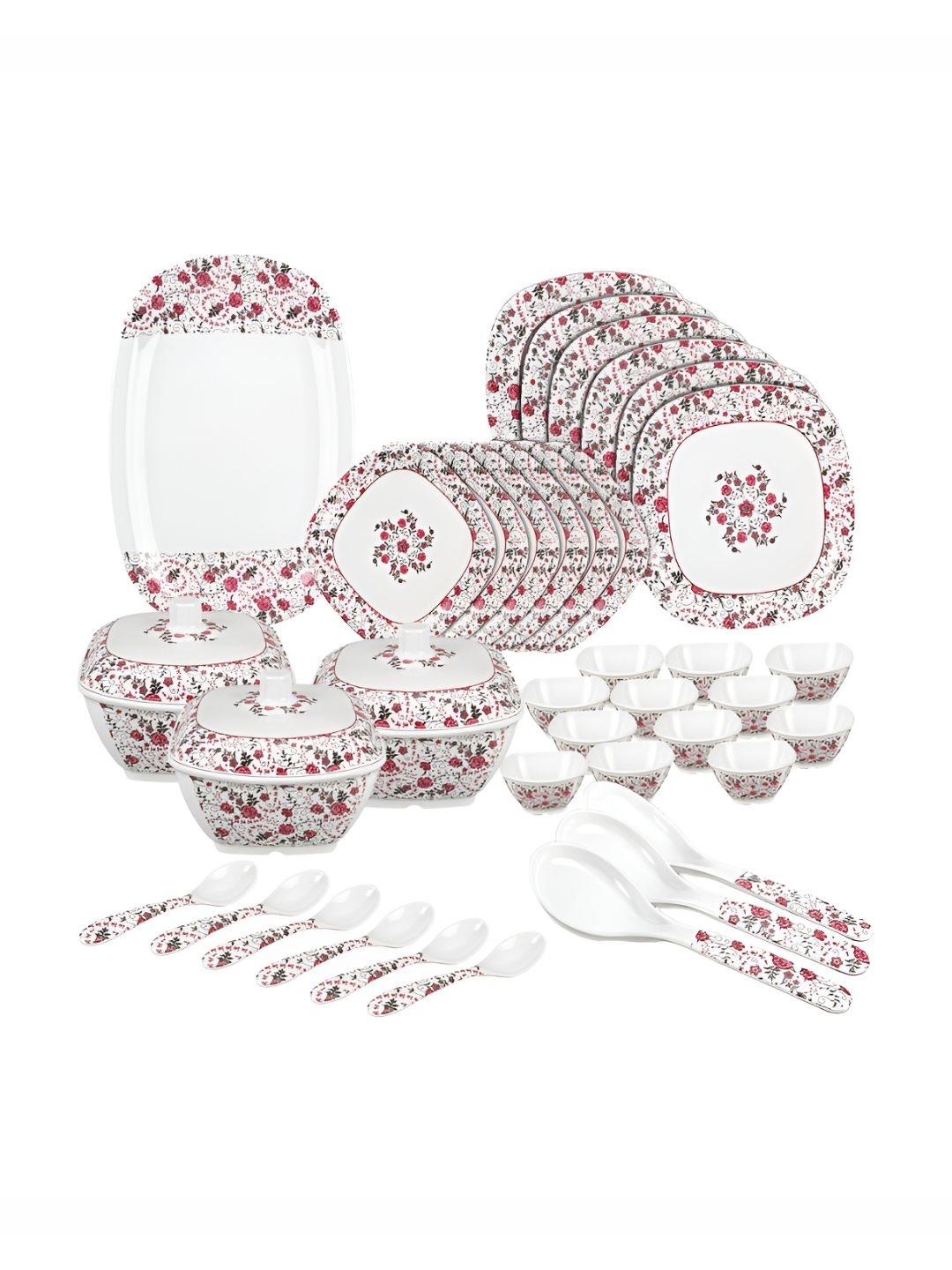 

Bataniya White 2025 40 Pieces Melamine Dishwasher Safe Dinner Set of