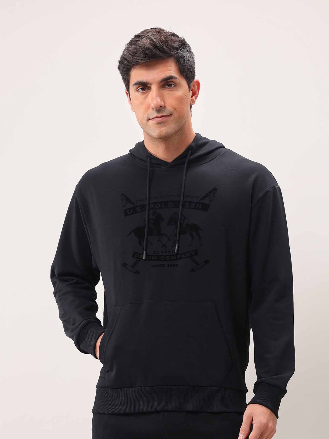 

U.S. Polo Assn. Denim Co. Men Printed Hooded Sweatshirt, Black