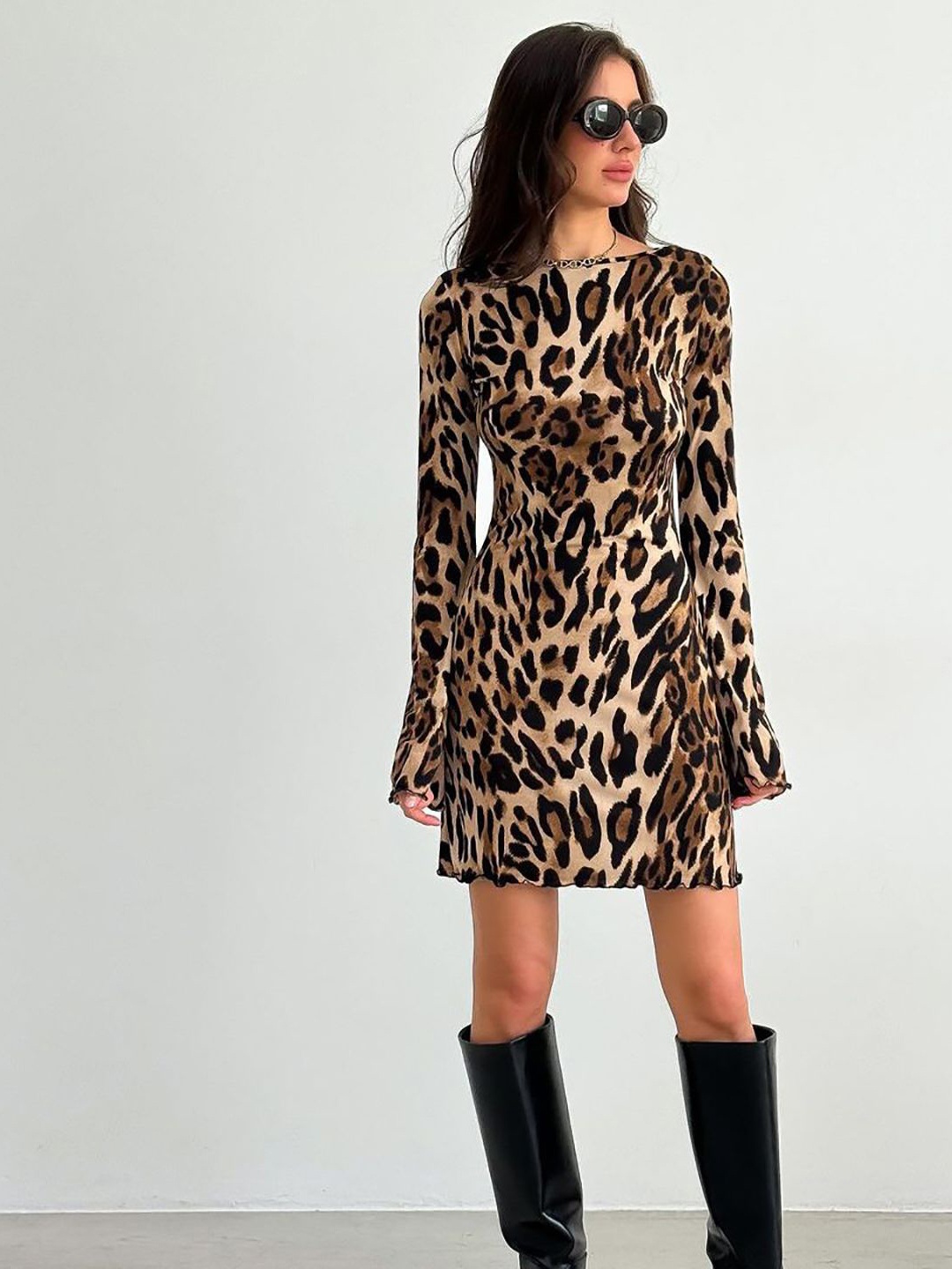 

StyleCast x Revolte Women Animal Printed Fit & Flare Mini Dress, Brown