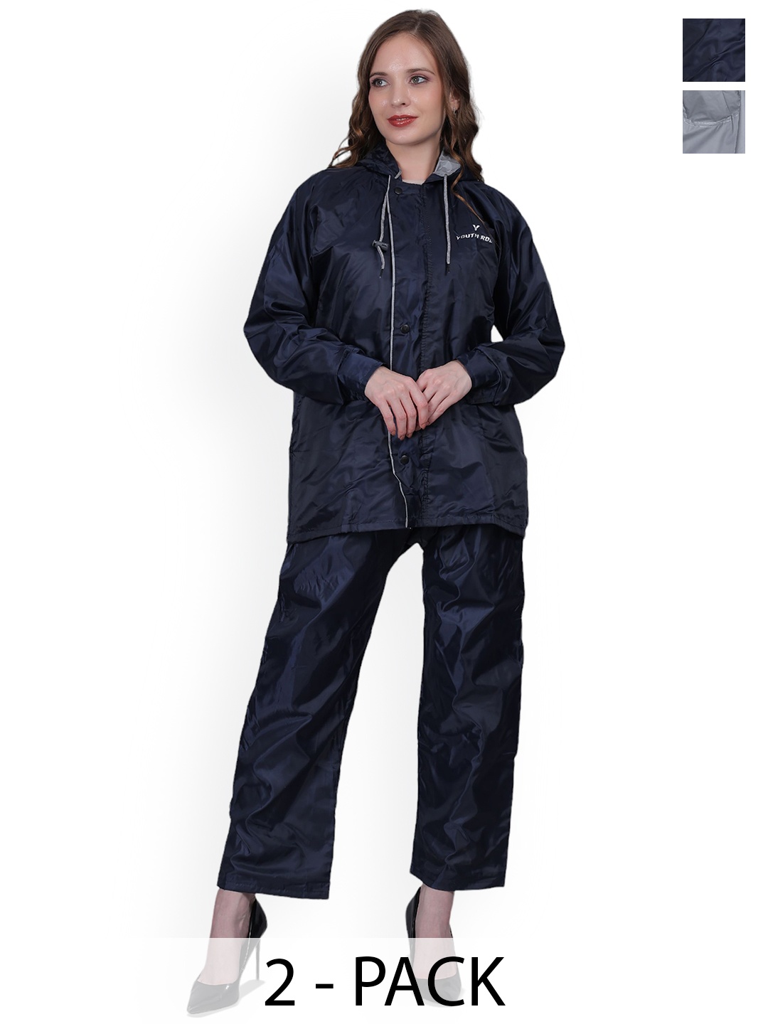 

YOUTH ROBE Women Pack Of 2 Hooded Rain Suit, Blue