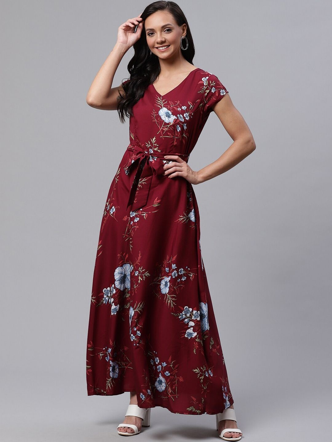 

DressBerry Floral Print Crepe Maxi Dress, Maroon