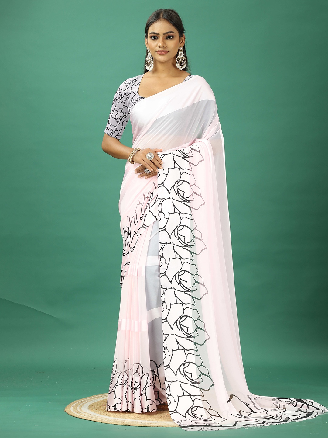 

A.V.M. SILK MILLS Solid Satin Saree with Blouse Piece, Peach