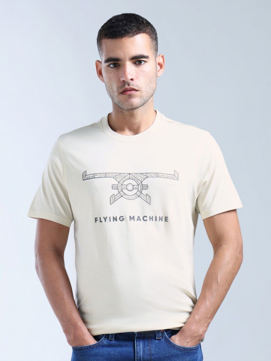 

Flying Machine Men Brand Logo Printed T-shirt, White