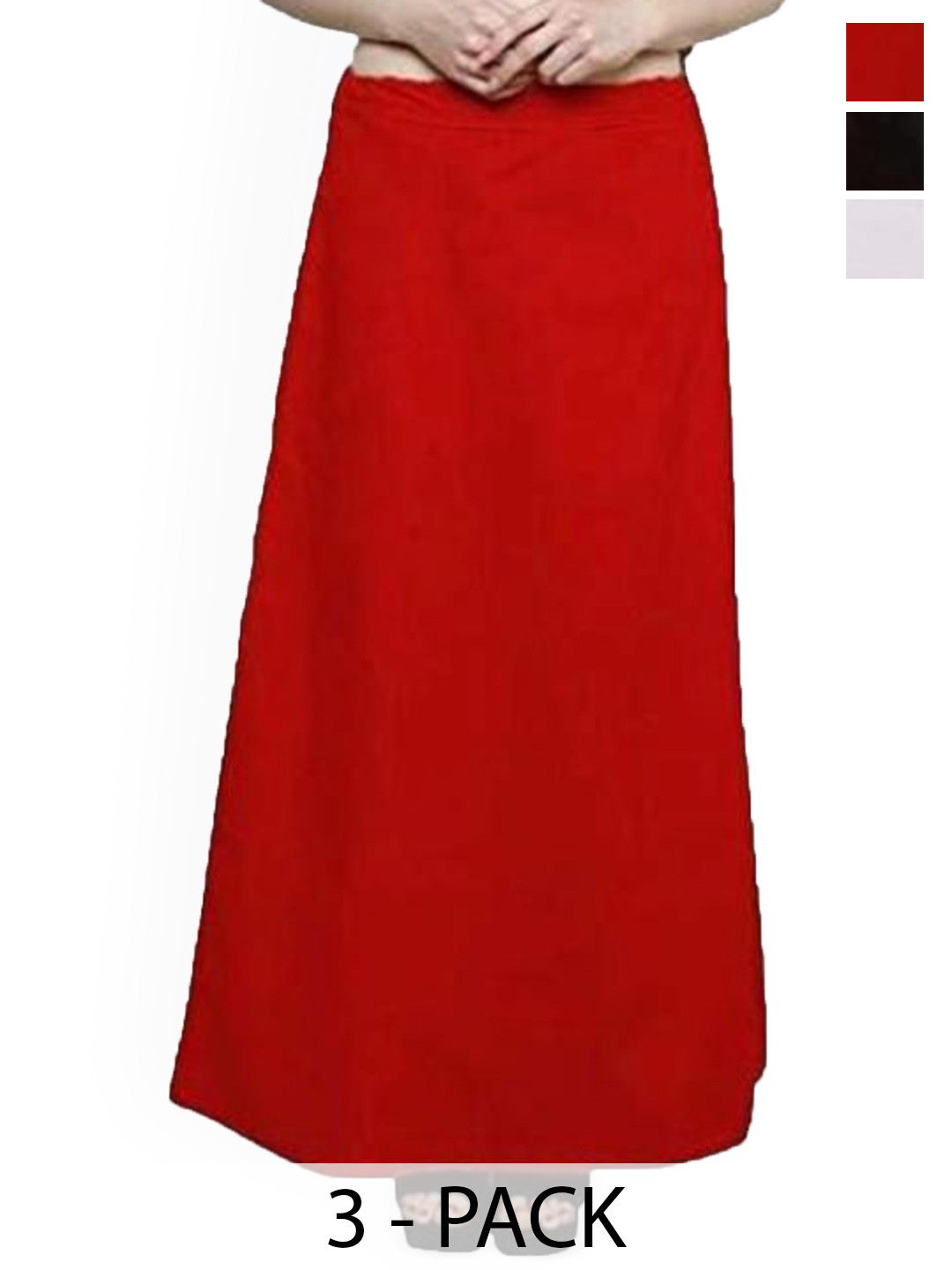 

PR PINK ROYAL Women Pack Of 3 Pure Cotton Saree Shapewear, Red