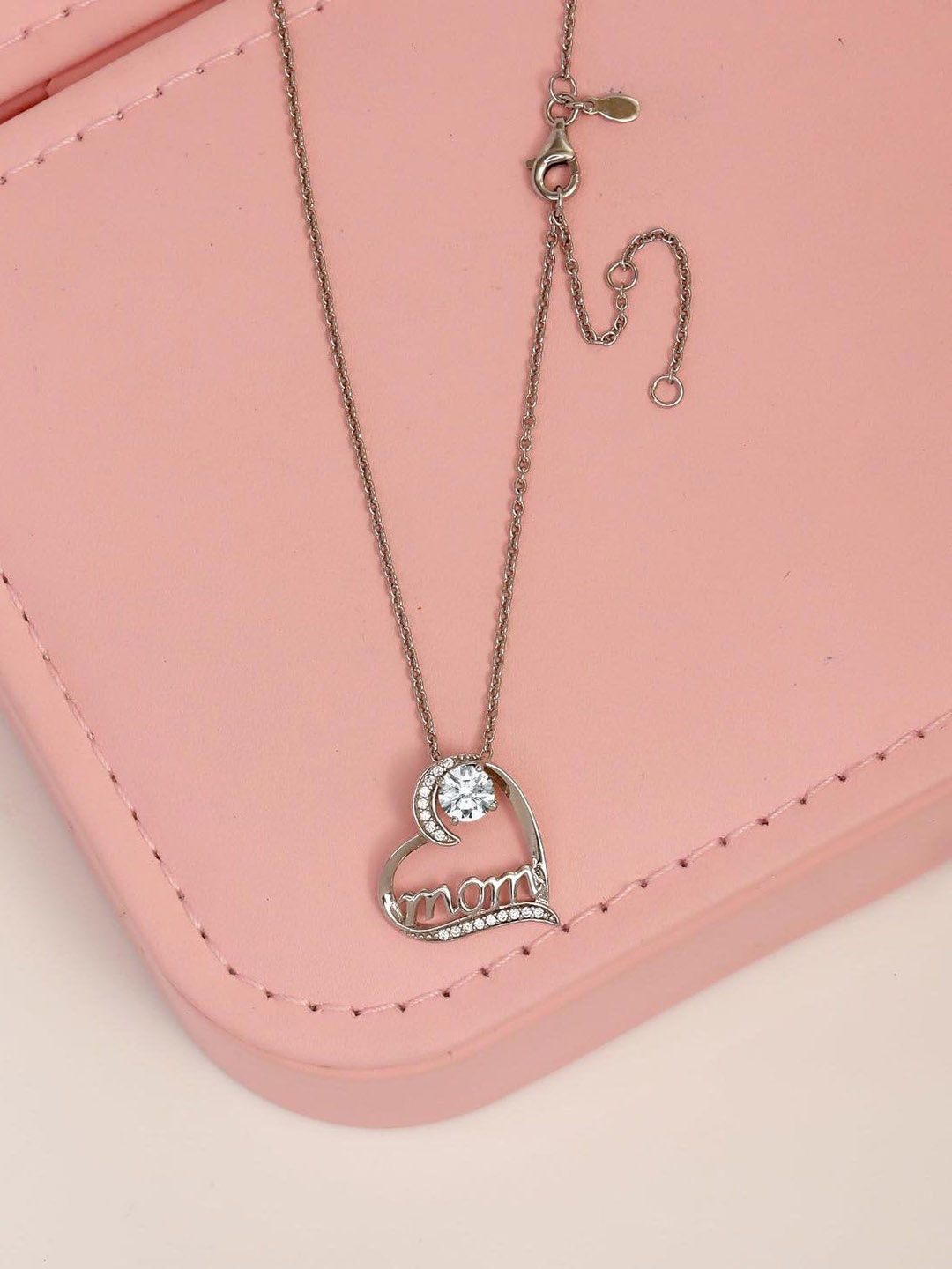 

LeCalla 925 Sterling Silver Silver-Plated Heart Cubic Zirconia Pendants With Chains