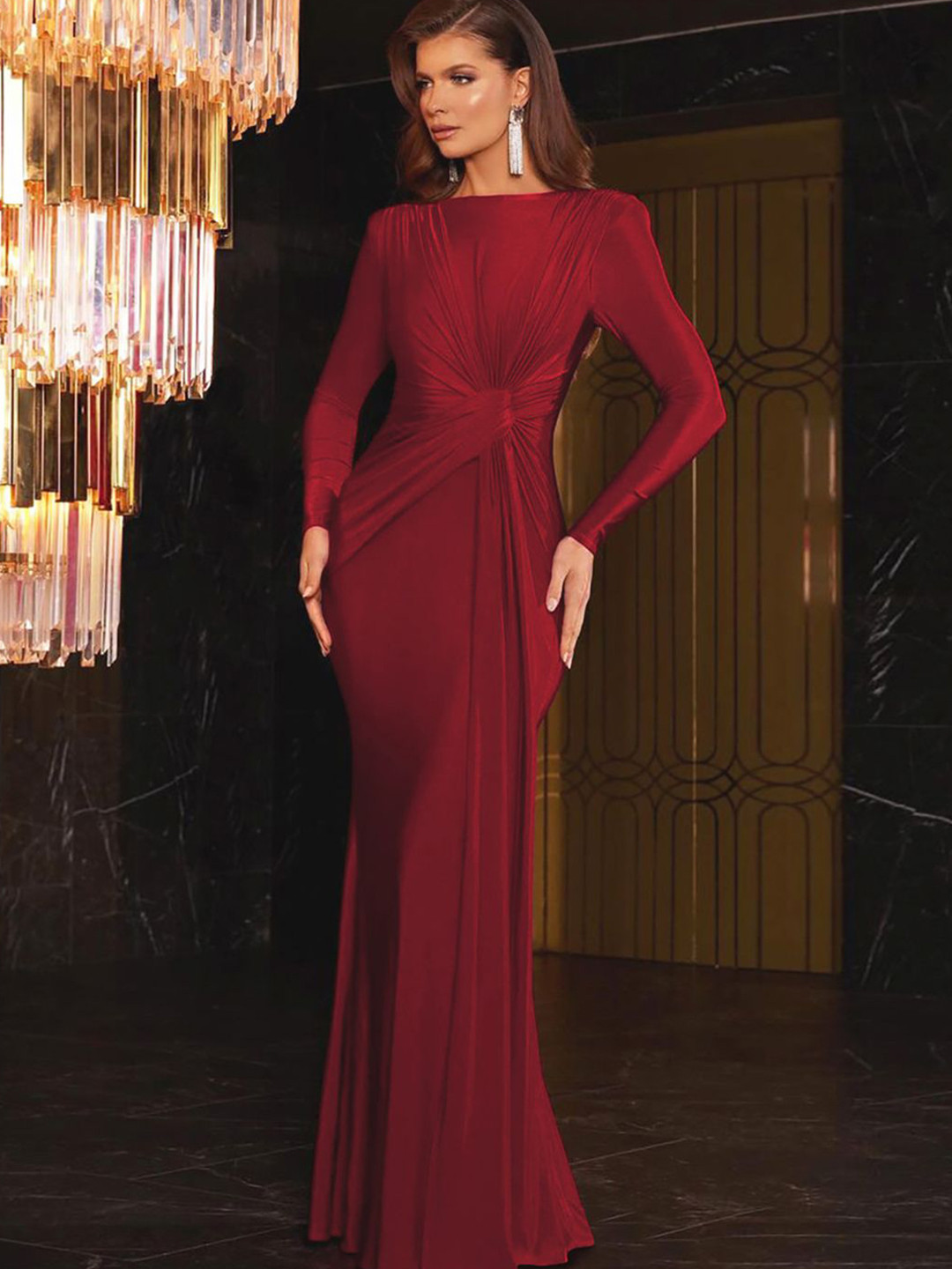 

StyleCast x Revolte Women Ruffled Wrap Maxi Dress, Red