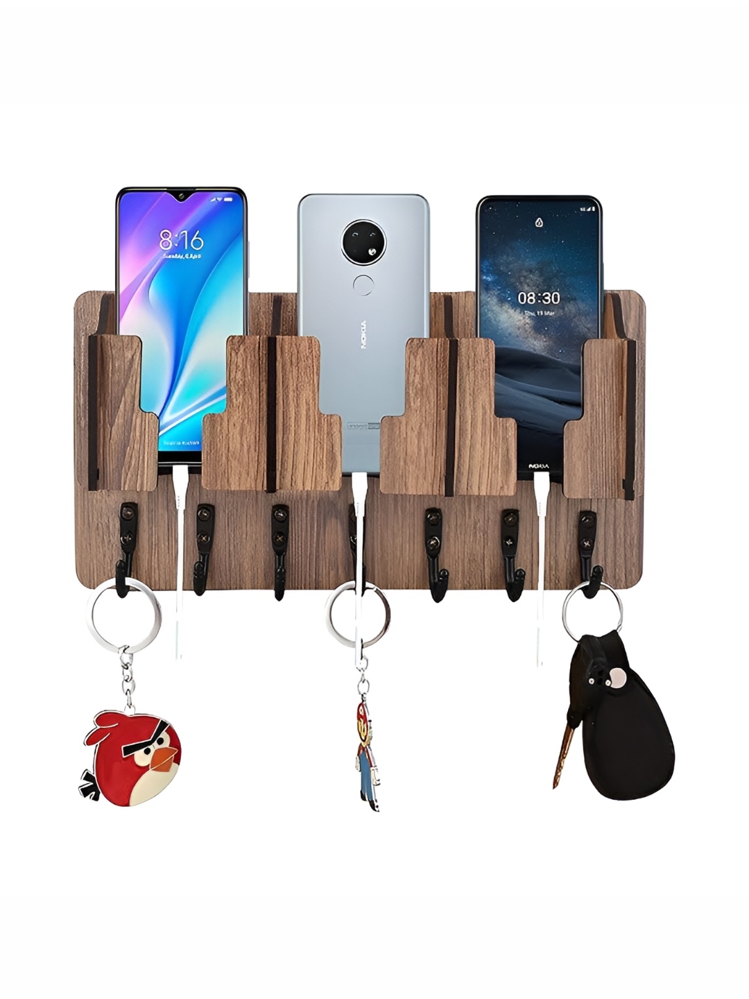 

SEHAZ ARTWORKS Brown 7 Hooks Wall Mounted Key & Mobile Holder