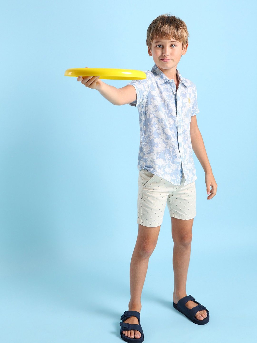 

U.S. Polo Assn. Kids Boys Classic Floral Opaque Printed Casual Shirt, Blue