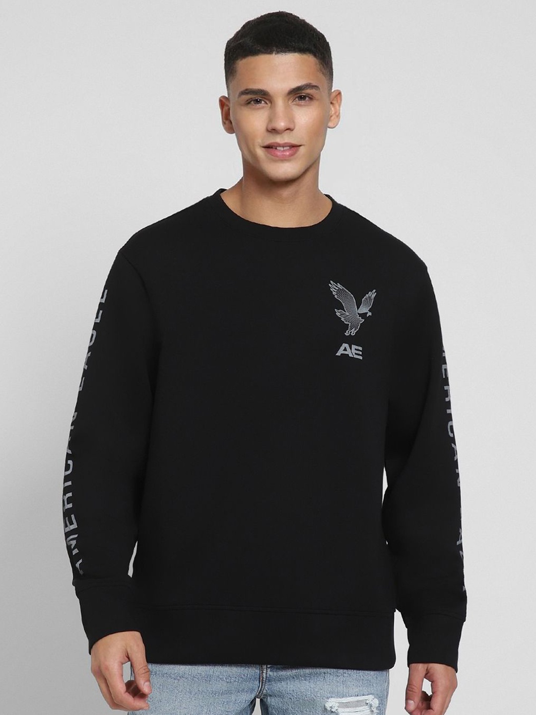 

AMERICAN EAGLE OUTFITTERS Men Printed Sweatshirt, Black