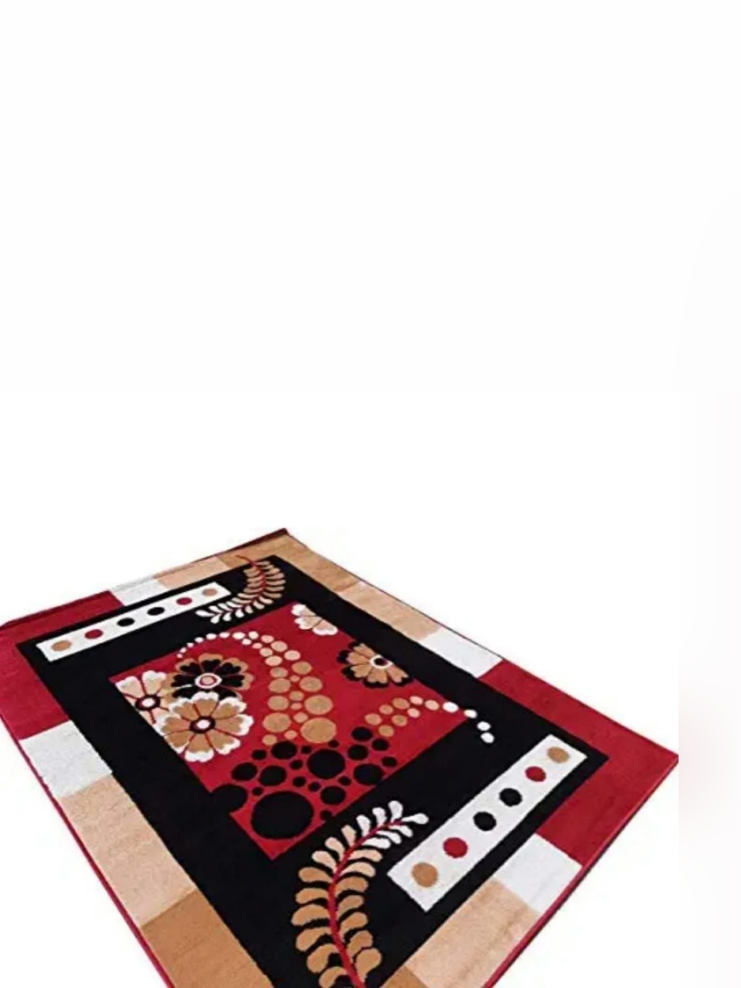 

Samjeeda Handloom carpets Black Geometric Anti-Skid Polyester Carpet
