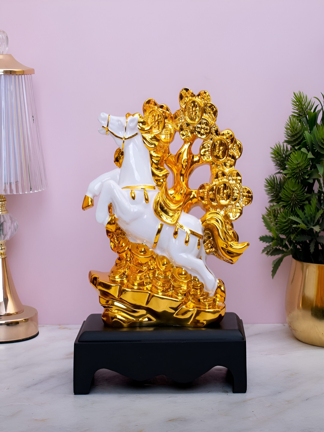 

Craftlayout Gold-Toned & White Horse Birds & Animals Figurine Showpiece