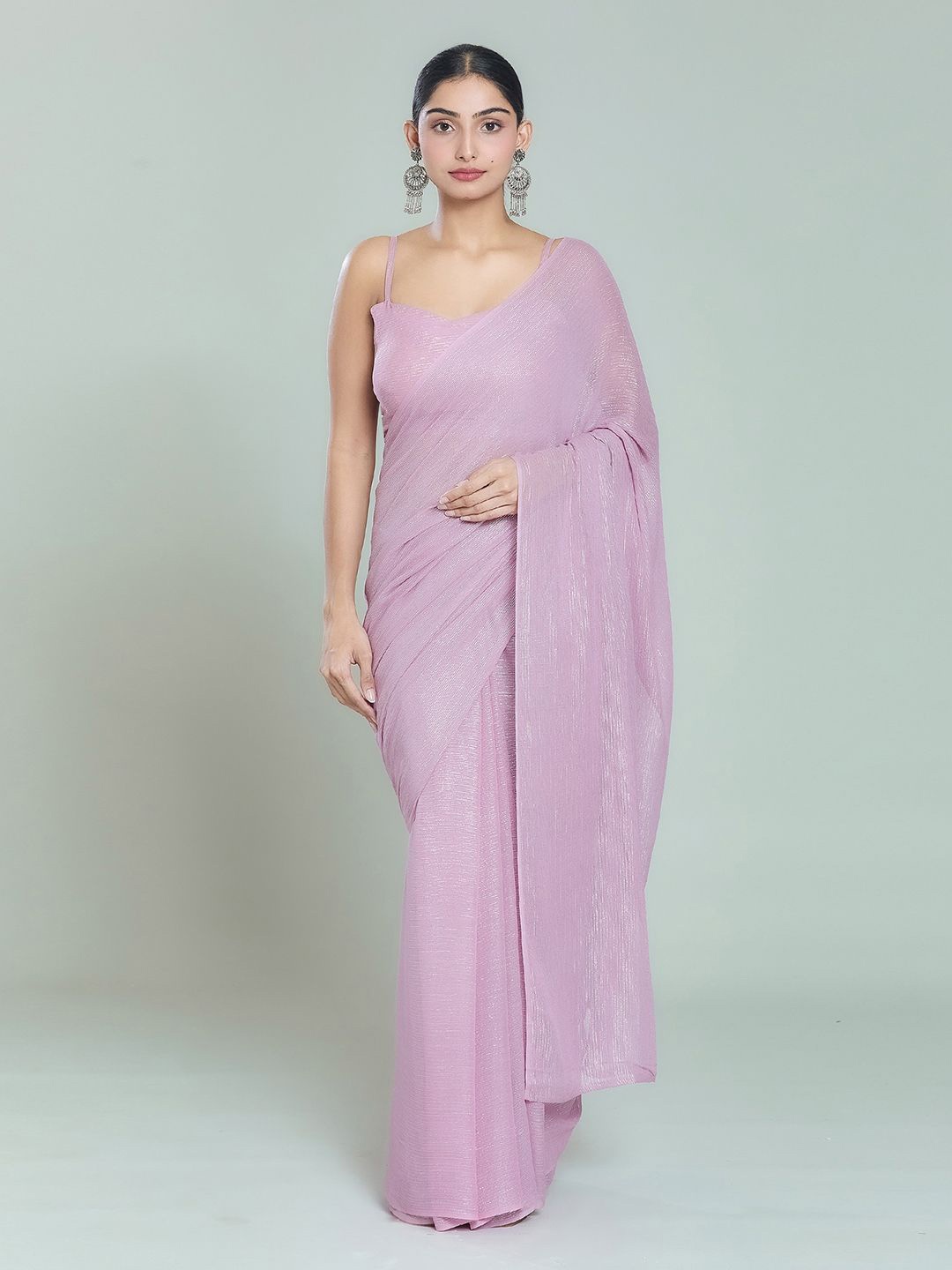 

Samyukta Singhania Shimmer Lurex Ray Saree With Blouse, Pink