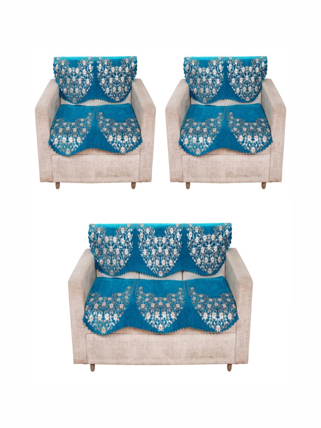 

Fashion Throw Turquoise Blue & White Printed Jacquard Sofa Cover